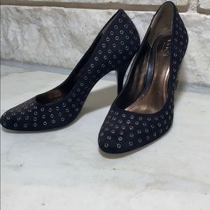 VICTOR (ALAFARO) Suede Grommet Heels